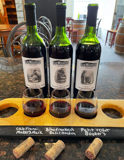Flight of wines for tasting