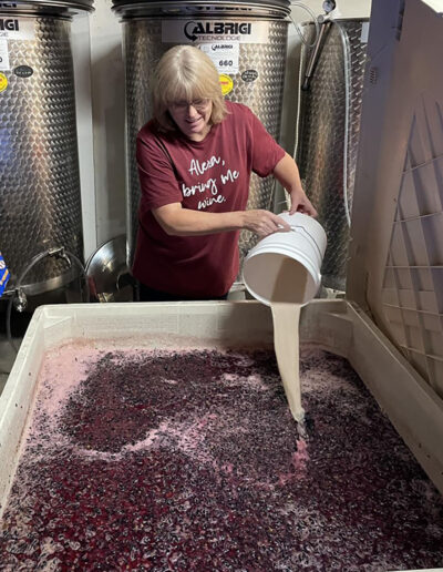 cindy making wine