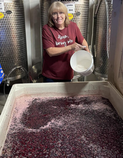 cindy making wine