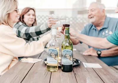 Friends enjoying wine and live music at Blue Mountain Wine Crafters