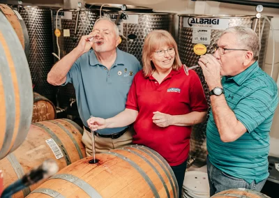 Doing a tasting at Blue Mountain Wine Crafters