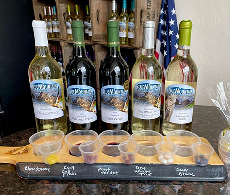 Wine Flight Flight of Blue Mountain wines