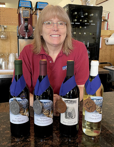 Cindy Rowe with her award-winning wines