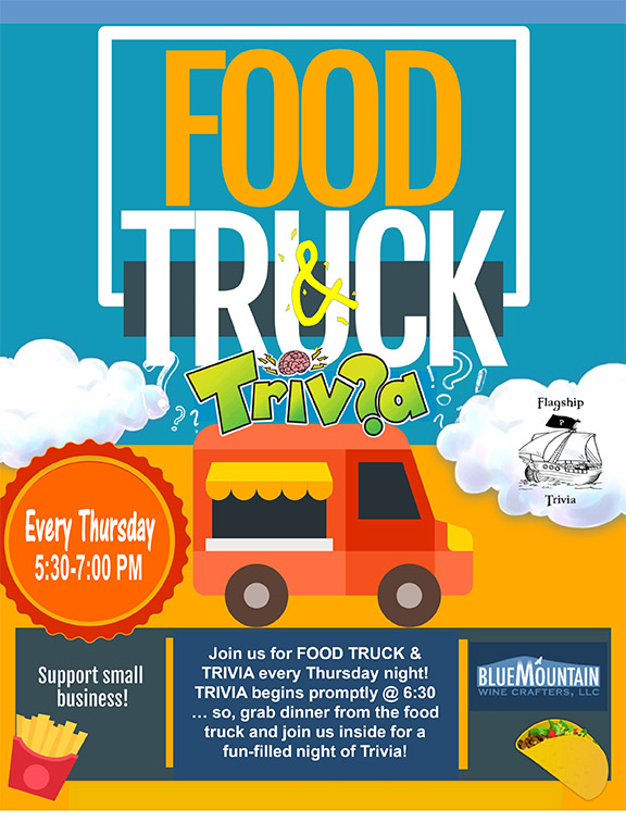 Flier Food Trick and Trivia Night