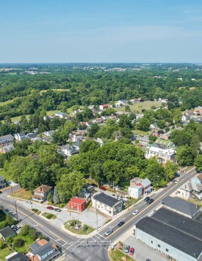 Aerial view of Funkstown and Blue Mountain Wine Crafters boutique